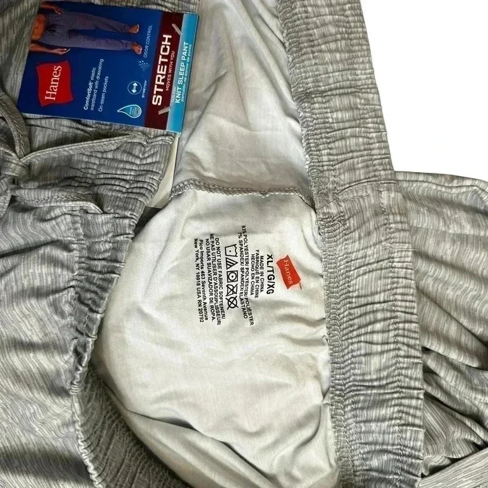 Hanes Men's Knit Sleep Lounge Pants Comfort Soft Light Gray Space XL(40-42)